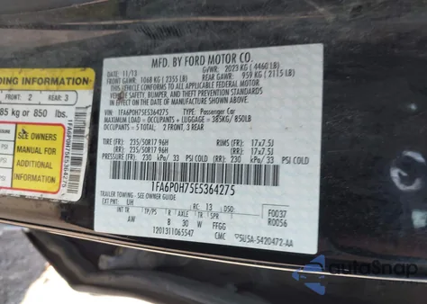 2014 Ford Fusion Se из США, поврежденный, VIN 1FA6P0H75E5364275